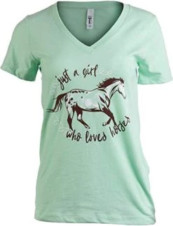 Just A Girl Who Loves Horses | Cute Girl Riding Rider V-Neck Young Women T-Shirt