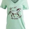 Just A Girl Who Loves Horses | Cute Girl Riding Rider V-Neck Young Women T-Shirt -T-Shirt Store 41ZdV73KR7L