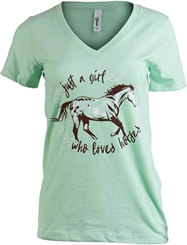 Just A Girl Who Loves Horses | Cute Girl Riding Rider V-Neck Young Women T-Shirt 3 Just A Girl Who Loves Horses | Cute Girl Riding Rider V-Neck Young Women T-Shirt