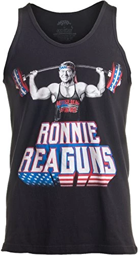 Ann Arbor T-shirt Co. Ronnie ReaGUNS | Funny Weight Lifting Workout Merica USA Tank Top-(Adult,2XL) Black 3 Ann Arbor T-shirt Co. Ronnie ReaGUNS | Funny Weight Lifting Workout Merica USA Tank Top-(Adult,2XL) Black