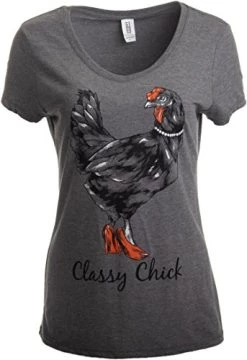 Classy Chick | Funny, Cute Chicken Hen Humor Chiken V-Neck T-Shirt For Women