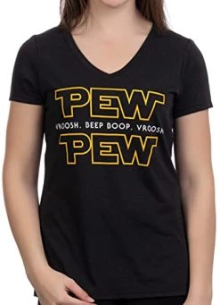 Pew Pew Wars | Funny Sci-fi Space Star Noises For Geek Girl Women T-Shirt Top