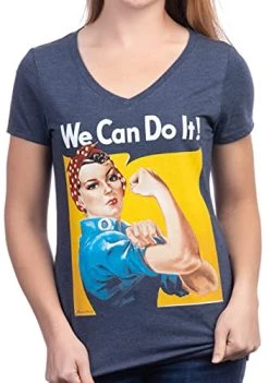 Rosie The Riveter, We Can Do It | Feminist Rosey Rosy V-Neck T-Shirt For Women