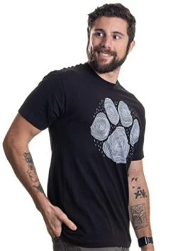 Paw Print Line Art | Artistic Illustration Nature Men Women Dog Cat Cool T-Shirt