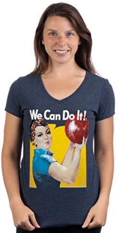 Rosie The Bowler | Funny Bowling Ball Team Uniform Fun V-Neck T-Shirt For Women