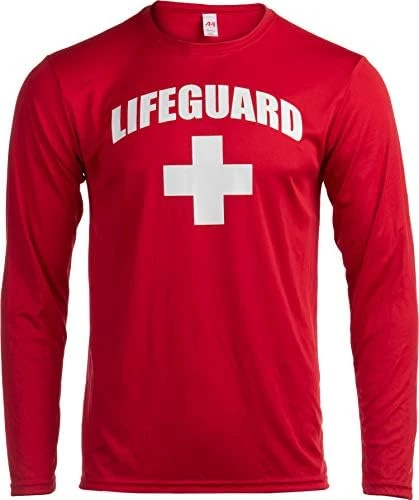 Lifeguard | Red UPF 50+ Sunblocking Sun Shirt Performance Uniform Costume Long Sleeve Rash Guard T-Shirt 7 Lifeguard | Red UPF 50+ Sunblocking Sun Shirt Performance Uniform Costume Long Sleeve Rash Guard T-Shirt - Image 5