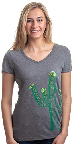 Saguaro Cactus Art | Cute Western Southwest Desert Artsy Women's V-Neck T-Shirt 4 Saguaro Cactus Art | Cute Western Southwest Desert Artsy Women's V-Neck T-Shirt - Image 2