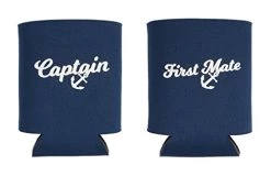 Captain Hat & First Mate | Matching Skipper Boating Baseball Caps & Beer Holders Navy 9 Captain Hat & First Mate | Matching Skipper Boating Baseball Caps & Beer Holders Navy -T-Shirt Store 41dDWLwDYFL