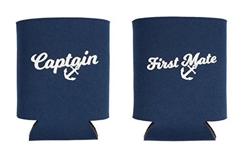 Captain Hat & First Mate | Matching Skipper Boating Baseball Caps & Beer Holders Navy 5 Captain Hat & First Mate | Matching Skipper Boating Baseball Caps & Beer Holders Navy - Image 3