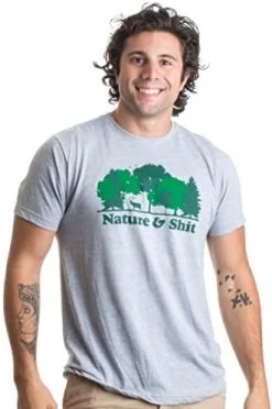 Nature & Shit | Funny Outdoors Humor, Ironic Hiking Adventure Unisex T-Shirt -T-Shirt Store 41eeJooPiFL. AC