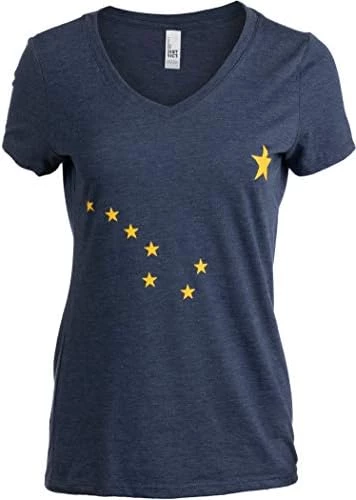 Alaskan Flag | Alaska Pride Northern Lights Big Dipper V-Neck T-Shirt For Women 8 Alaskan Flag | Alaska Pride Northern Lights Big Dipper V-Neck T-Shirt For Women - Image 6
