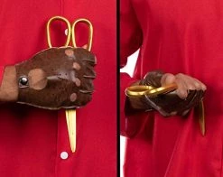 Ann Arbor T-shirt Co. Red Jumpsuit, Foam Gold Scissors, & Glove | Halloween Horror Movie Jump Suit Cosplay Costume -T-Shirt Store 41grC477wFL