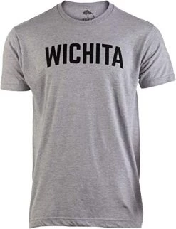 Wichita | Classic Retro City Grey Style Kansas KS Midwest Pride Men Women T-Shirt-(Adult,XL)
