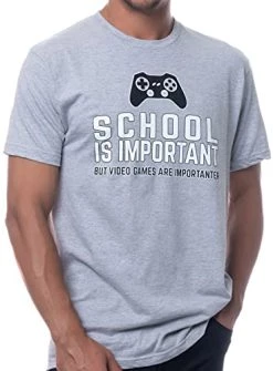 School Is Important, But Video Games Are Importanter | Funny Gamer Humor Joke For Men Women T-Shirt
