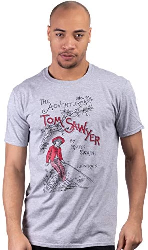Adventures Of Tom Sawyer | Vintage Mark Twain Book Cover Reader Reading Huckleberry Finn Men Women T-Shirt -(Adult,2XL) Heather Grey 4 Adventures Of Tom Sawyer | Vintage Mark Twain Book Cover Reader Reading Huckleberry Finn Men Women T-Shirt -(Adult,2XL) Heather Grey - Image 2