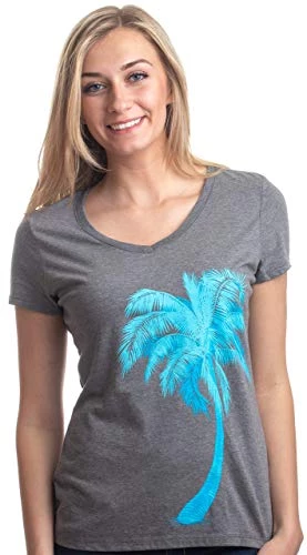 Palm Tree Art | Cute Tropical Desert Print, Cali Florida Women's V-Neck T-Shirt 4 Palm Tree Art | Cute Tropical Desert Print, Cali Florida Women's V-Neck T-Shirt - Image 2