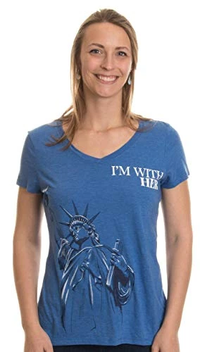 I'm With Her Statue Of Liberty | Funny Liberal Progressive Protest March T-Shirt-(Vneck,2XL) 5 I'm With Her Statue Of Liberty | Funny Liberal Progressive Protest March T-Shirt-(Vneck,2XL) - Image 3