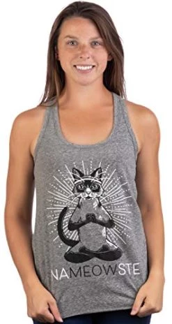 NaMEOWste | Cute, Funny Yoga Cat Namaste Workout Racerback Tank Top For Women -T-Shirt Store 41ljwGTY65L 1