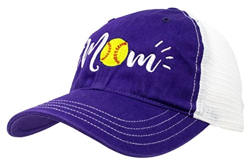Ann Arbor T-shirt Co. Softball Mom Hat | Cute Team Color Fan Cap For Women Black Red Blue Green Purple - Purple 4 Ann Arbor T-shirt Co. Softball Mom Hat | Cute Team Color Fan Cap For Women Black Red Blue Green Purple - Purple - Image 2