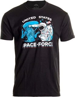 U.S. Space Force | United States American Military Alien Fight Men Women T-Shirt-(Adult,L) Black