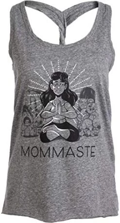 Momaste | Cute Funny Yoga Mom Life Mommy Namaste Workout Racerback Tank Top For Women