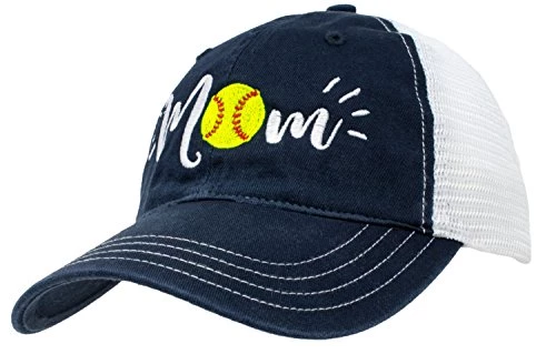 Ann Arbor T-shirt Co. Softball Mom Hat | Cute Team Color Fan Cap For Women Black Red Blue Green Purple - Navy 4 Ann Arbor T-shirt Co. Softball Mom Hat | Cute Team Color Fan Cap For Women Black Red Blue Green Purple - Navy - Image 2