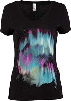 Northern Lights | Aurora Nature Art Outdoors Arctic Sky Spiritual Women V-Neck T-Shirt Top -T-Shirt Store 41oSN6ItgqL. AC