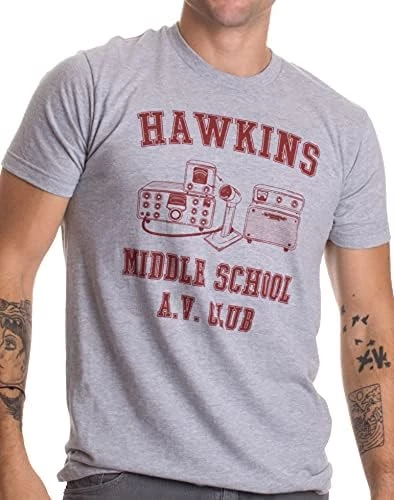 Hawkins Middle School A.V. Club | Vintage Style 80s Costume AV Hawkin T-Shirt 6 Hawkins Middle School A.V. Club | Vintage Style 80s Costume AV Hawkin T-Shirt - Image 4