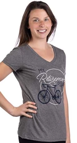 My Retirement Plan (Bicycle) | Funny Cycling Bike Joke V-Neck T-Shirt For Women -T-Shirt Store 41okW551ULL