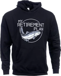 Ann Arbor T-shirt Co. My (Fishing) Retirement Plan | Funny Fish Pole Humor Fisherman Joke Hooded Sweatshirt Hoody