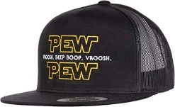 Pew Pew Wars | Funny Sci-fi Space Star Noises Science Geeky Cap, Nerdy Dad Hat-(Trucker) Black