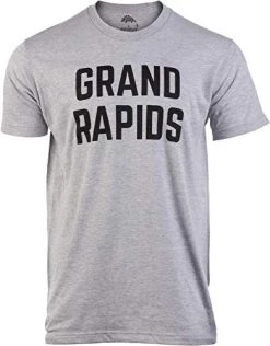 Grand Rapids | Classic Retro City Grey West Michigan MI Lake Men Women T-Shirt-(Adult,XL)