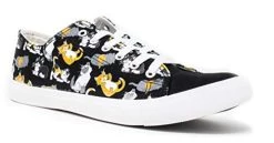 Kitten Sneakers | Cute, Fun Cat Mom Dad Lady Gym Tennis Shoe - Unisex Women Men - (Lowtop, US Men's 7, US Women's 9) Black