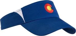 Ann Arbor T-shirt Co. Colorado State Flag Performance Visor| Coloradan Wicking Golfing Visor Royal Blue