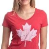 Canada Pride | Vintage Style, Retro Canadian Maple Leaf Women's V-Neck T-Shirt