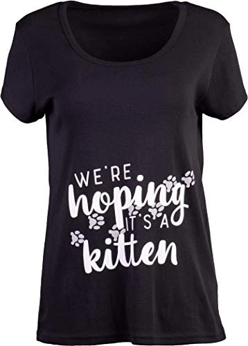 We're Hoping It's A Kitten | Cute Funny Maternity Pregnancy Baby Scoop Neck Top T-Shirt For Pregnant Women 3 We're Hoping It's A Kitten | Cute Funny Maternity Pregnancy Baby Scoop Neck Top T-Shirt For Pregnant Women