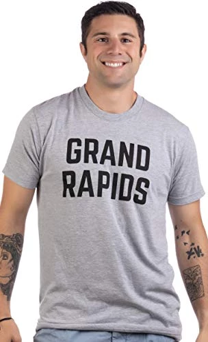 Grand Rapids | Classic Retro City Grey West Michigan MI Lake Men Women T-Shirt-(Adult,XL) 4 Grand Rapids | Classic Retro City Grey West Michigan MI Lake Men Women T-Shirt-(Adult,XL) - Image 2