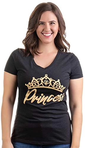 Princess | Cute, Funny Girly Royalty Tiara Crown Humor V-Neck T-Shirt For Women 5 Princess | Cute, Funny Girly Royalty Tiara Crown Humor V-Neck T-Shirt For Women - Image 3