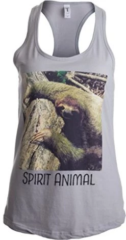 Spirit Animal Sloth | Funny Cute Lazy Kid Nap Time Relax Women's Racerback Tank-(Racerback,M)