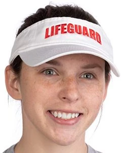 Ann Arbor T-shirt Co. Lifeguard Visor | Professional Guard Hat Red Sun Cap Men Women Costume Uniform -T-Shirt Store 41yIWOWkNWL