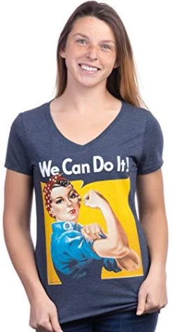 Rosie The Riveter, We Can Do It | Feminist Rosey Rosy V-Neck T-Shirt For Women -T-Shirt Store 41yUxaPrboL