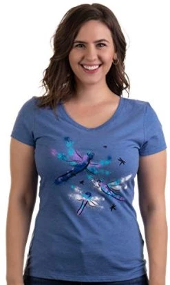 Dragonflies | Dragonfly Nature Art Insect Bug V-Neck T-Shirt For Women -T-Shirt Store 41ywVBzhKPL
