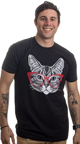 Red Linda Glasses Cat | Funny Belcher Kitty Cute Humor Fun T-Shirt For Men Women 3 Red Linda Glasses Cat | Funny Belcher Kitty Cute Humor Fun T-Shirt For Men Women - Image 2