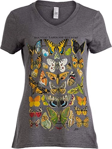Vintage Butterfly Art | Cool Nature Illustration Butterflies V-Neck T-Shirt For Women 3 Vintage Butterfly Art | Cool Nature Illustration Butterflies V-Neck T-Shirt For Women