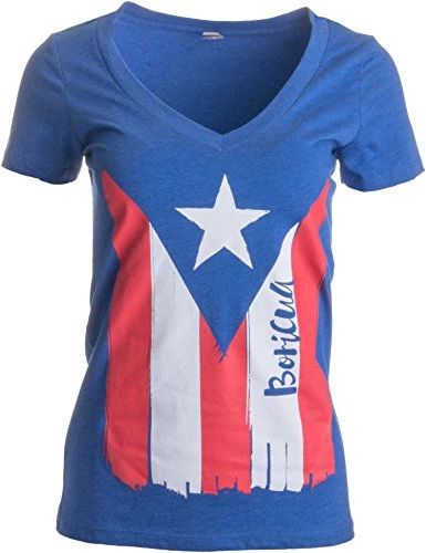 Boricua | Cute PR Puerto Rican Pride, Nuyorican Flag Ladies' Rico V-Neck T-Shirt 4 Boricua | Cute PR Puerto Rican Pride, Nuyorican Flag Ladies' Rico V-Neck T-Shirt - Image 2