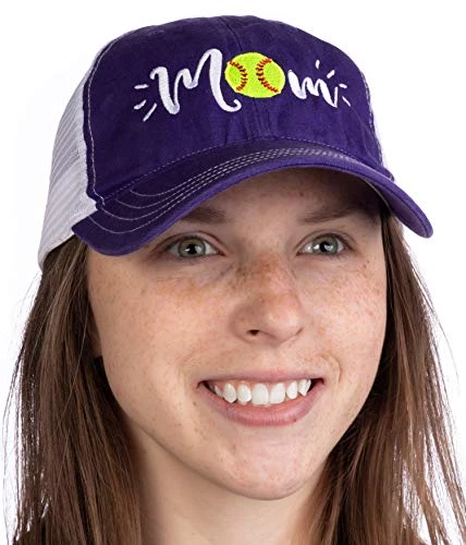 Ann Arbor T-shirt Co. Softball Mom Hat | Cute Team Color Fan Cap For Women Black Red Blue Green Purple - Purple 5 Ann Arbor T-shirt Co. Softball Mom Hat | Cute Team Color Fan Cap For Women Black Red Blue Green Purple - Purple - Image 3