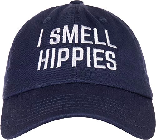 Ann Arbor T-shirt Co. I Smell Hippies | Funny Conservative Merica USA Men Women Baseball Dad Hat Navy Blue 3 Ann Arbor T-shirt Co. I Smell Hippies | Funny Conservative Merica USA Men Women Baseball Dad Hat Navy Blue