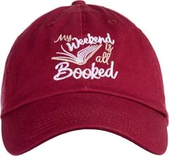 Ann Arbor T-shirt Co. My Weekend Is All Booked | Funny Cute Book Club Reader Reading Women's Baseball Dad Hat