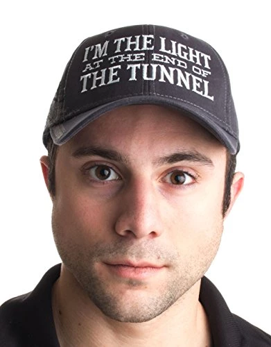 Ann Arbor T-shirt Co. I'm The Light At End Of The Tunnel | Funny Railroad Hat Train Humor Baseball Cap Charcoal 8 Ann Arbor T-shirt Co. I'm The Light At End Of The Tunnel | Funny Railroad Hat Train Humor Baseball Cap Charcoal - Image 6