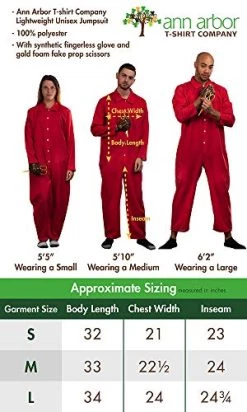 Ann Arbor T-shirt Co. Red Jumpsuit, Foam Gold Scissors, & Glove | Halloween Horror Movie Jump Suit Cosplay Costume -T-Shirt Store 518AnmSoJcL
